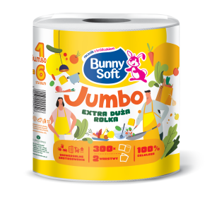 RĘCZNIK W ROLI MIDI - Bunny Soft Jumbo - BIAŁY, 2-WARSTWOWY, CELULOZA  (4517)