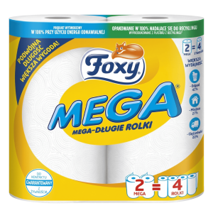 Ręcznik w rolce FOXY MEGA, op.= 2 szt., 2-warstwowy, 90 listków