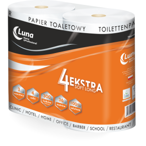 LUNA - Papier Toaletowy 4Ekstra Soft Long - 3 warstwy, 1 rol.= 36m, op.= 4 rol. celuloza (25703)