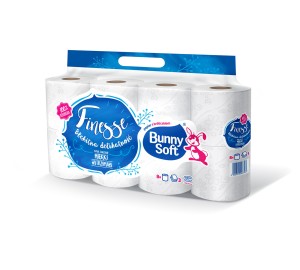 Bunny Soft Finesse - papier toaletowy, biały, 3 warstwy, celuloza, op.=8 rol (7303)